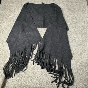 LUCKY BRAND Fringed Scarf Soft Gray Boho‎ Cozy Warm